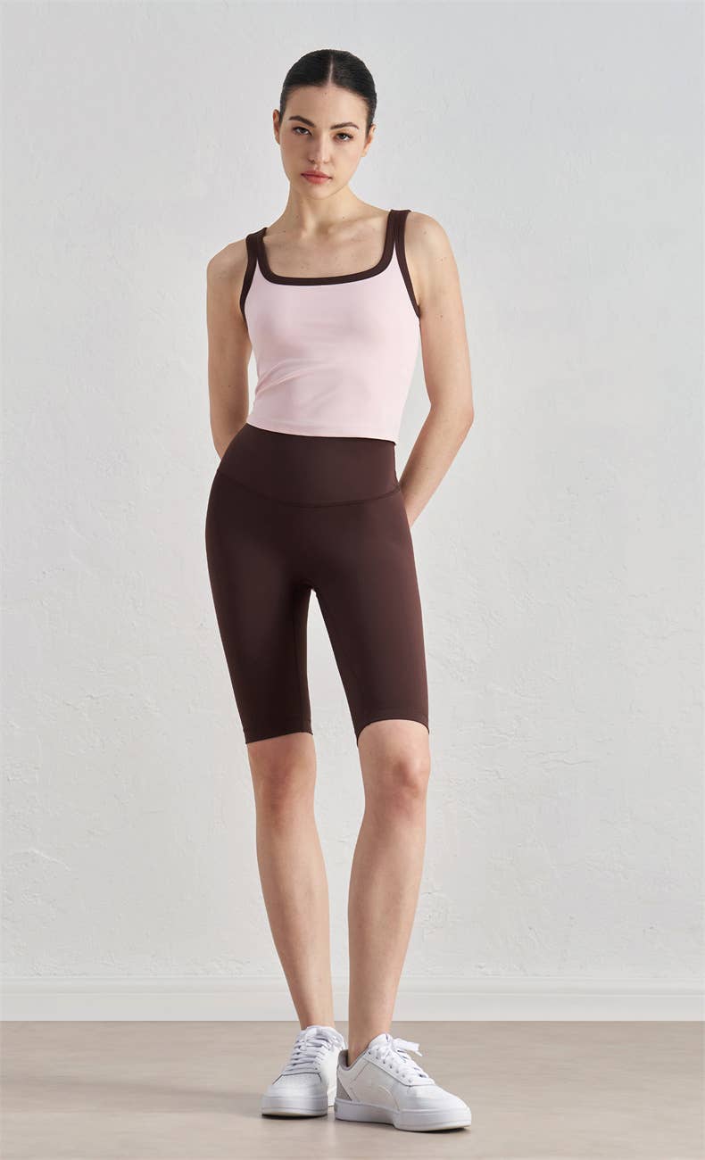 Megan Color Contrast Tank Active Top