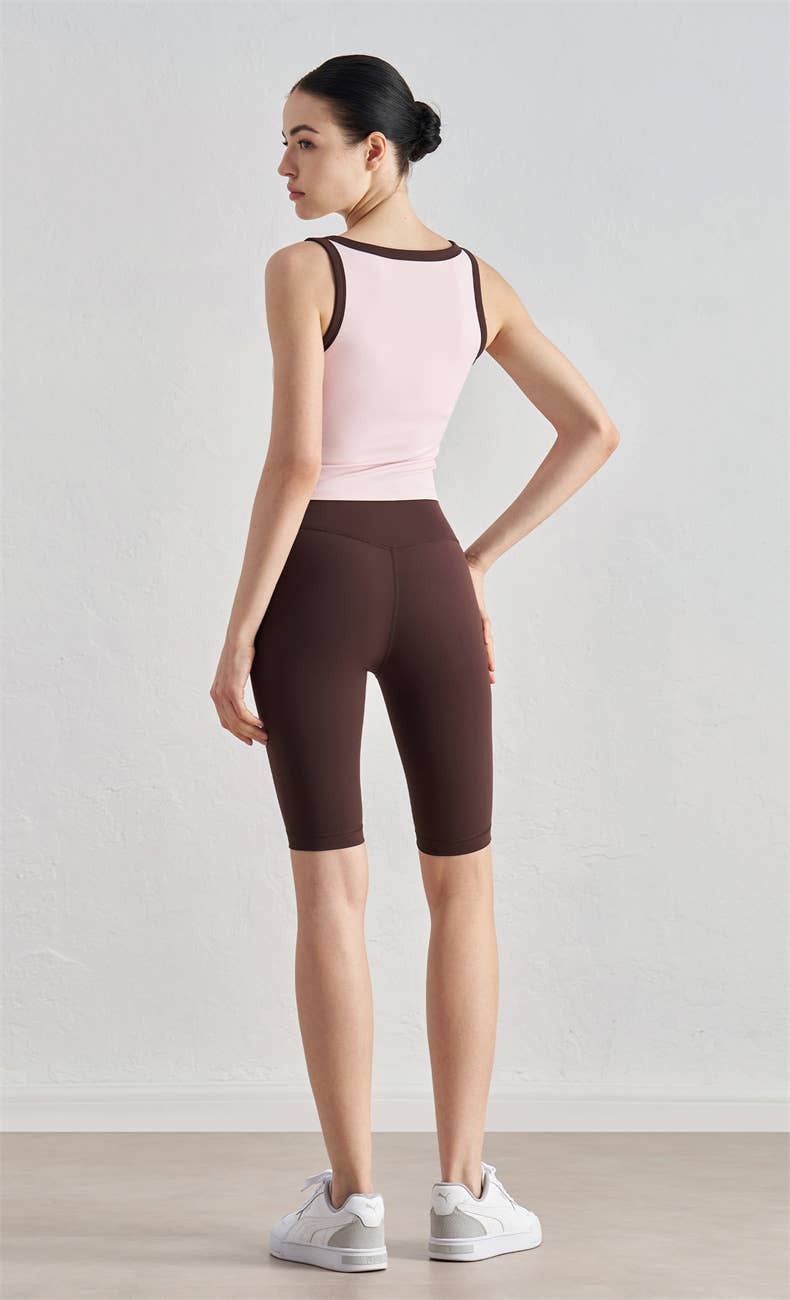 Megan Color Contrast Tank Active Top