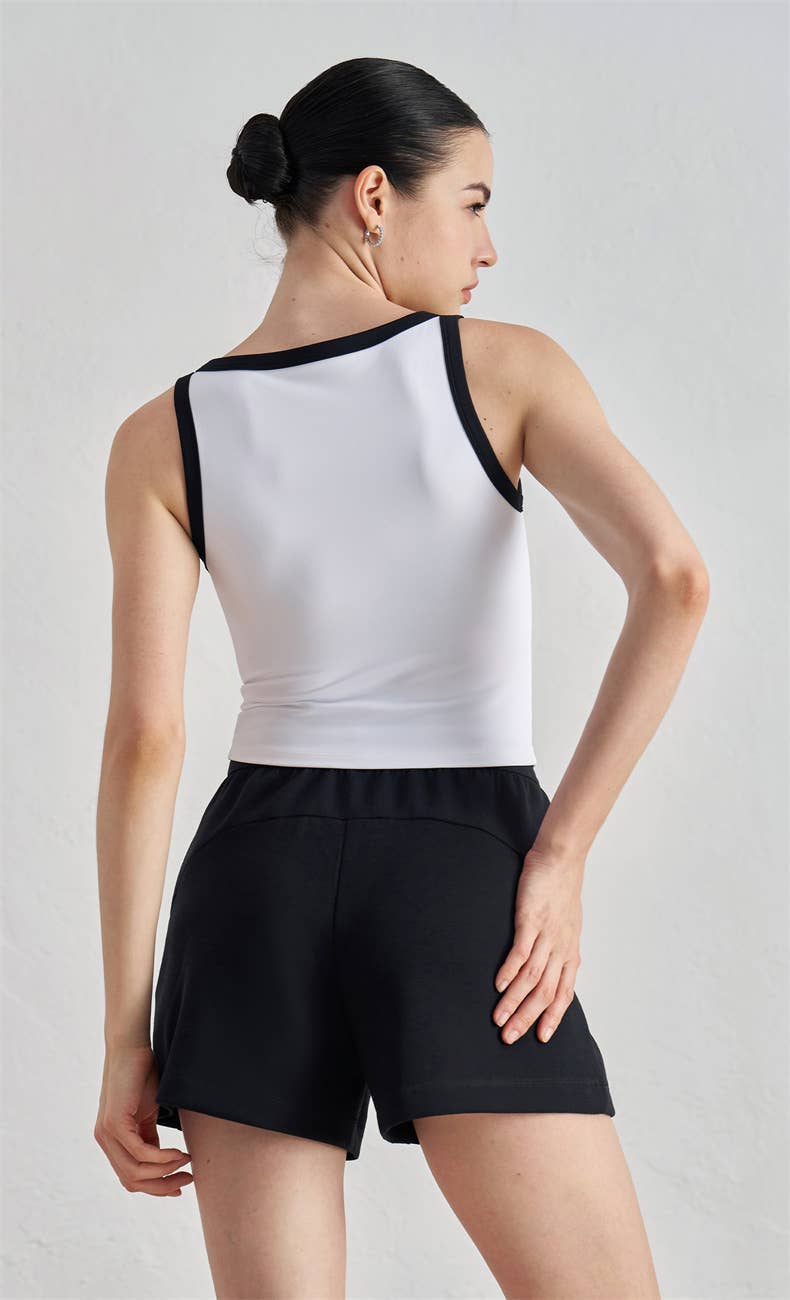 Megan Color Contrast Tank Active Top