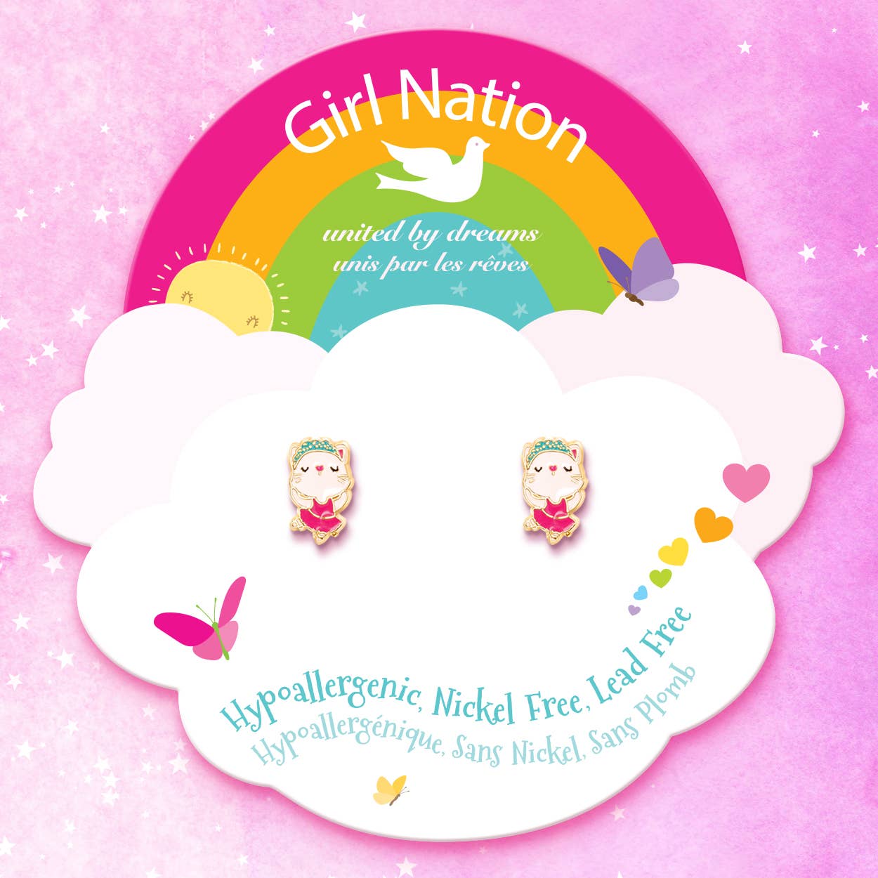 Ballerina Kitty | Cutie Stud Earrings for Girls