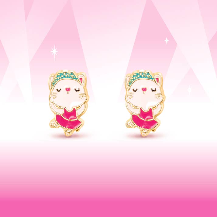 Ballerina Kitty | Cutie Stud Earrings for Girls
