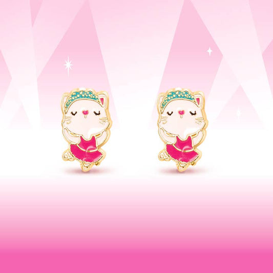 Ballerina Kitty | Cutie Stud Earrings for Girls