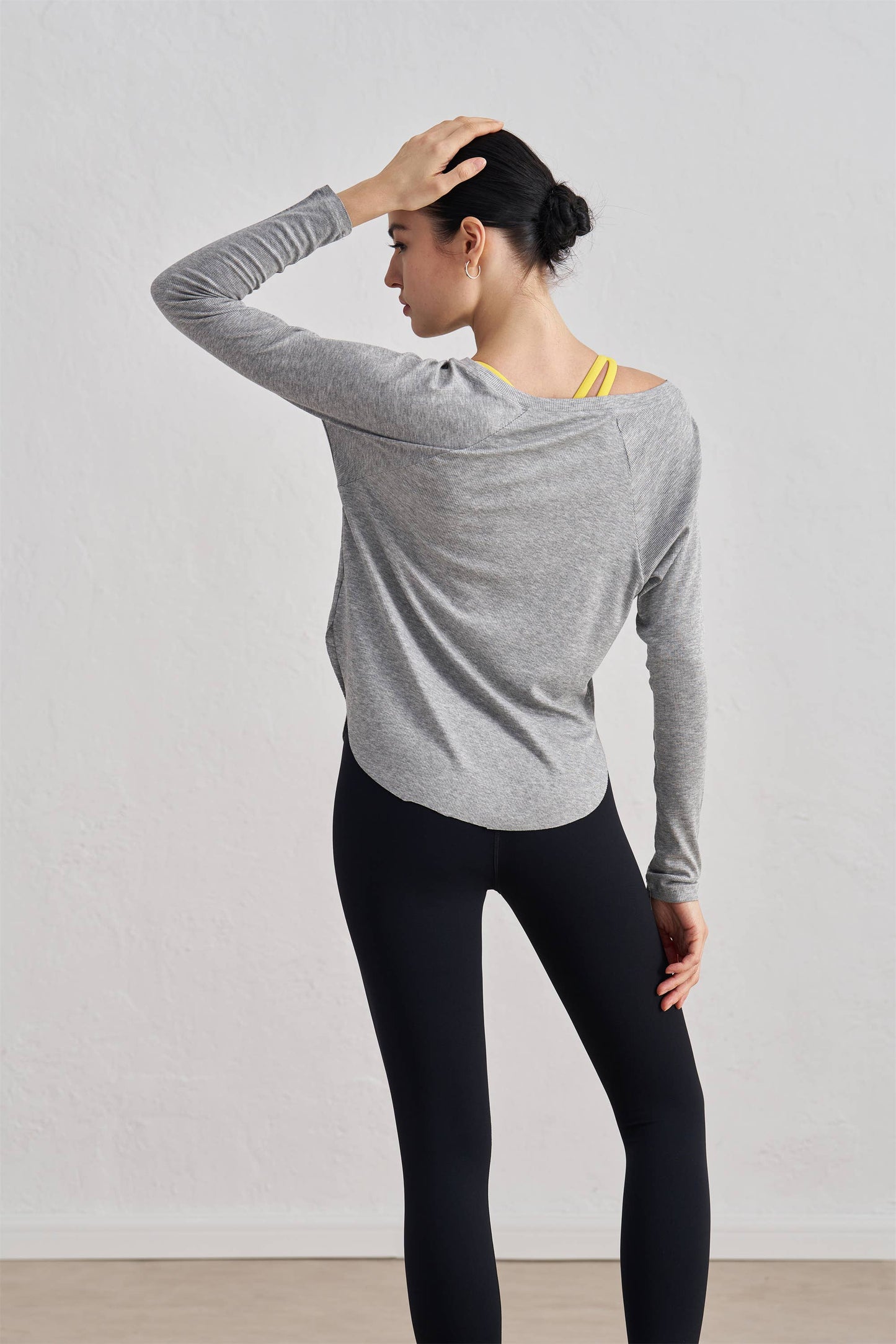 Solene Boat Neck Ribbed Long Sleeve Active Top