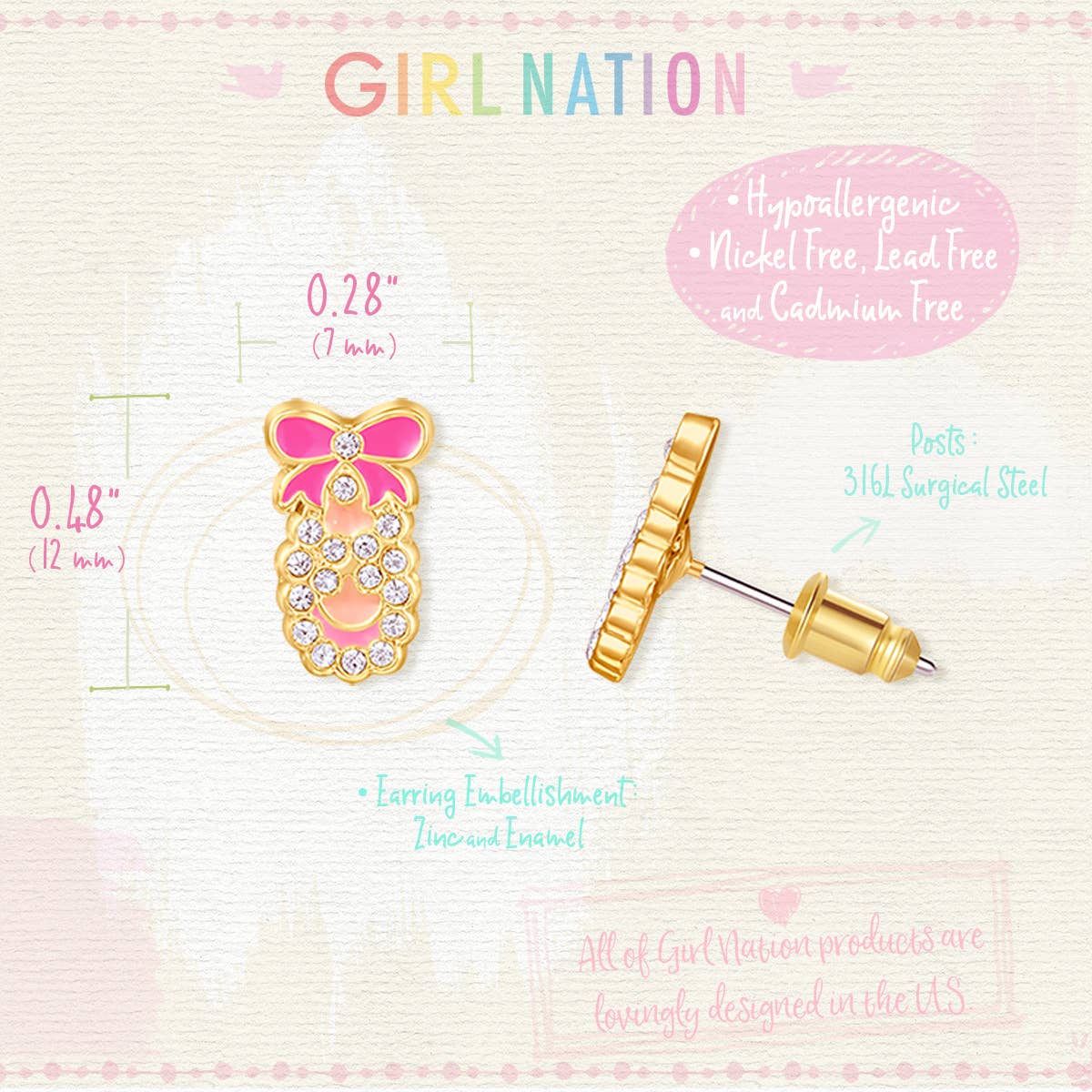 Crystal Ballet Shoe | Cutie Stud Earrings for Girls