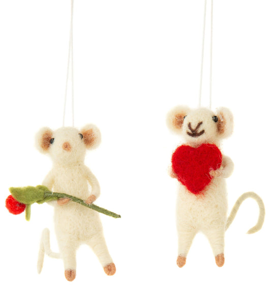 Mini felt mice ornaments