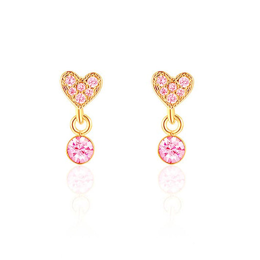 Little Luxe Drop Earrings | Heart with Pink Cubic Zirconia
