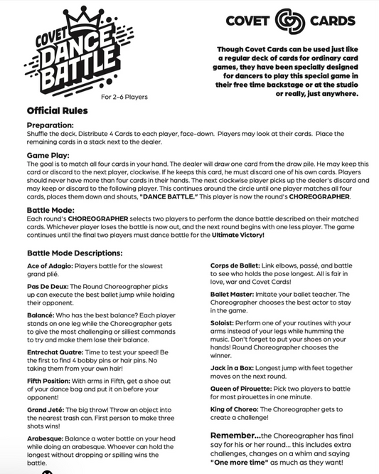 Covet Dance Battle Cards