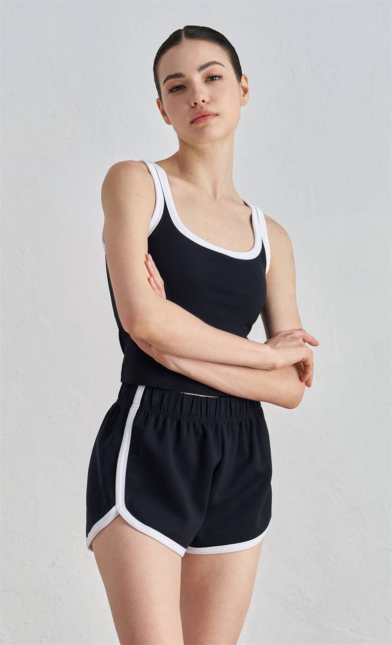 Megan Color Contrast Tank Active Top